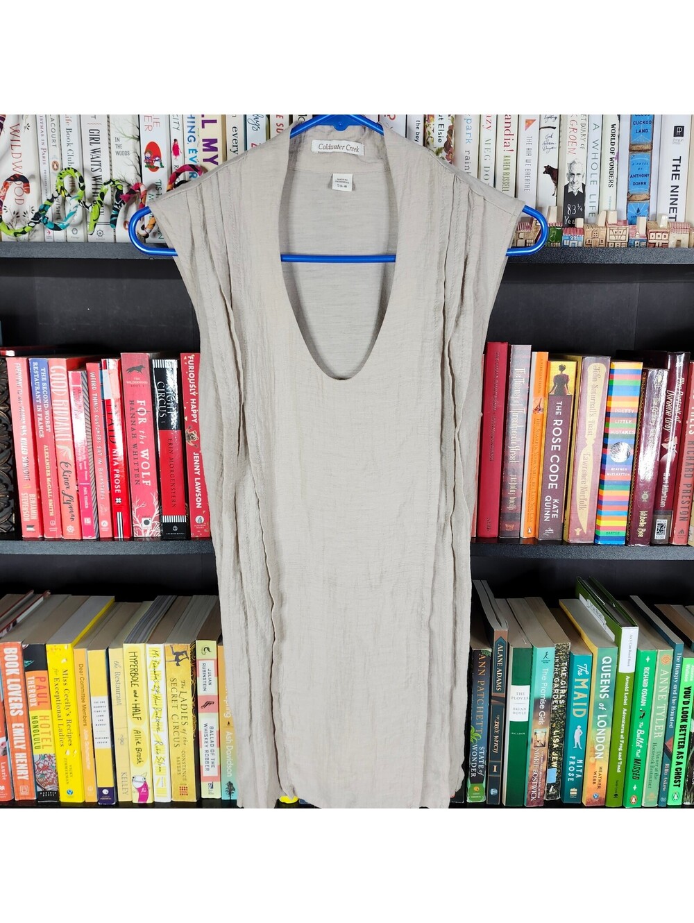 Coldwater Creek Sleeveless Drape Tunic Top Beige Size Small Tie Back Layering